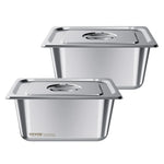 Nerūsējošā tērauda tvaika gastronomijas trauki ar vākiem, 1/2 izmērs, dziļums 148 mm, tilpums 9 l, 2 gab. komplekts