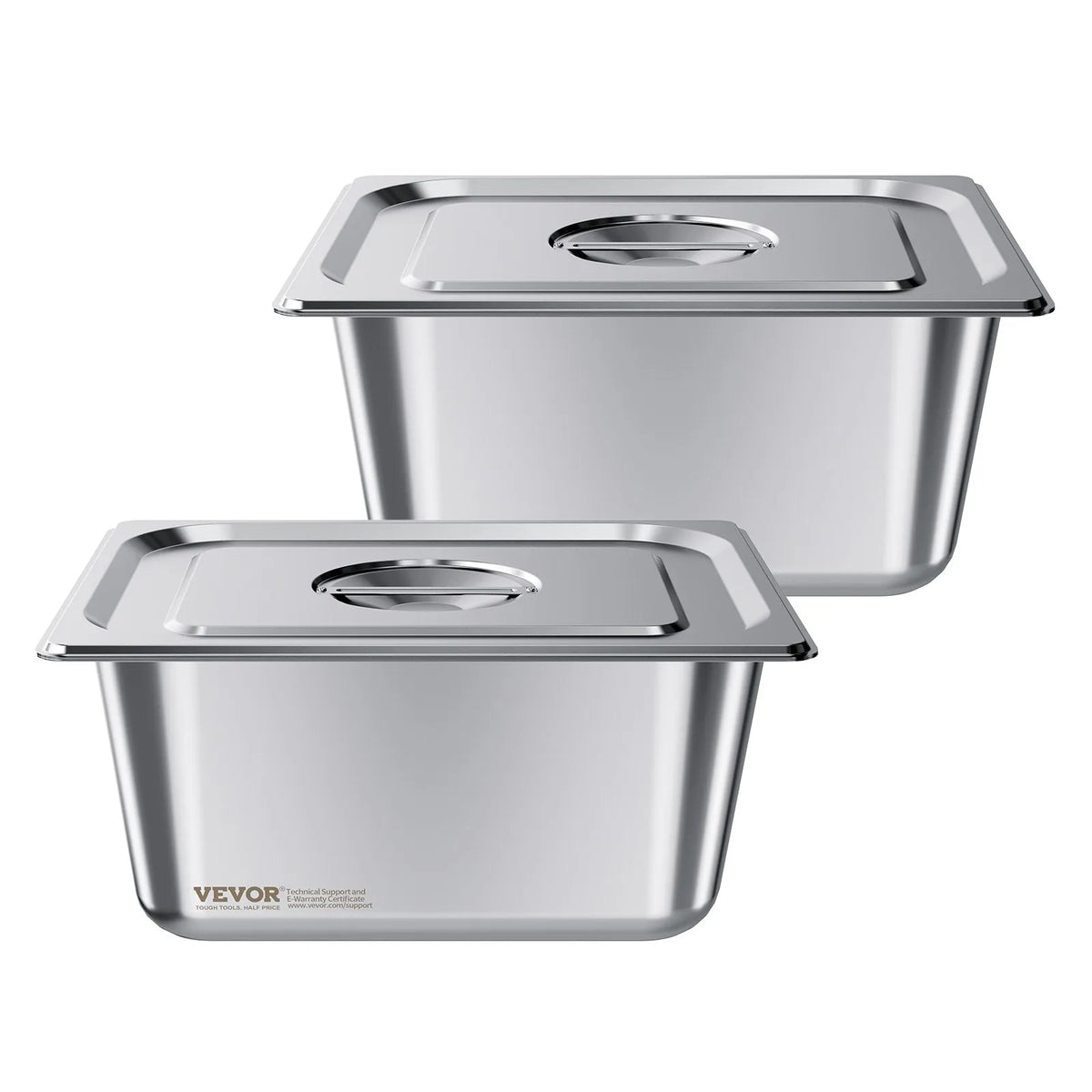 Nerūsējošā tērauda tvaika gastronomijas trauki ar vākiem, 1/2 izmērs, dziļums 148 mm, tilpums 9 l, 2 gab. komplekts