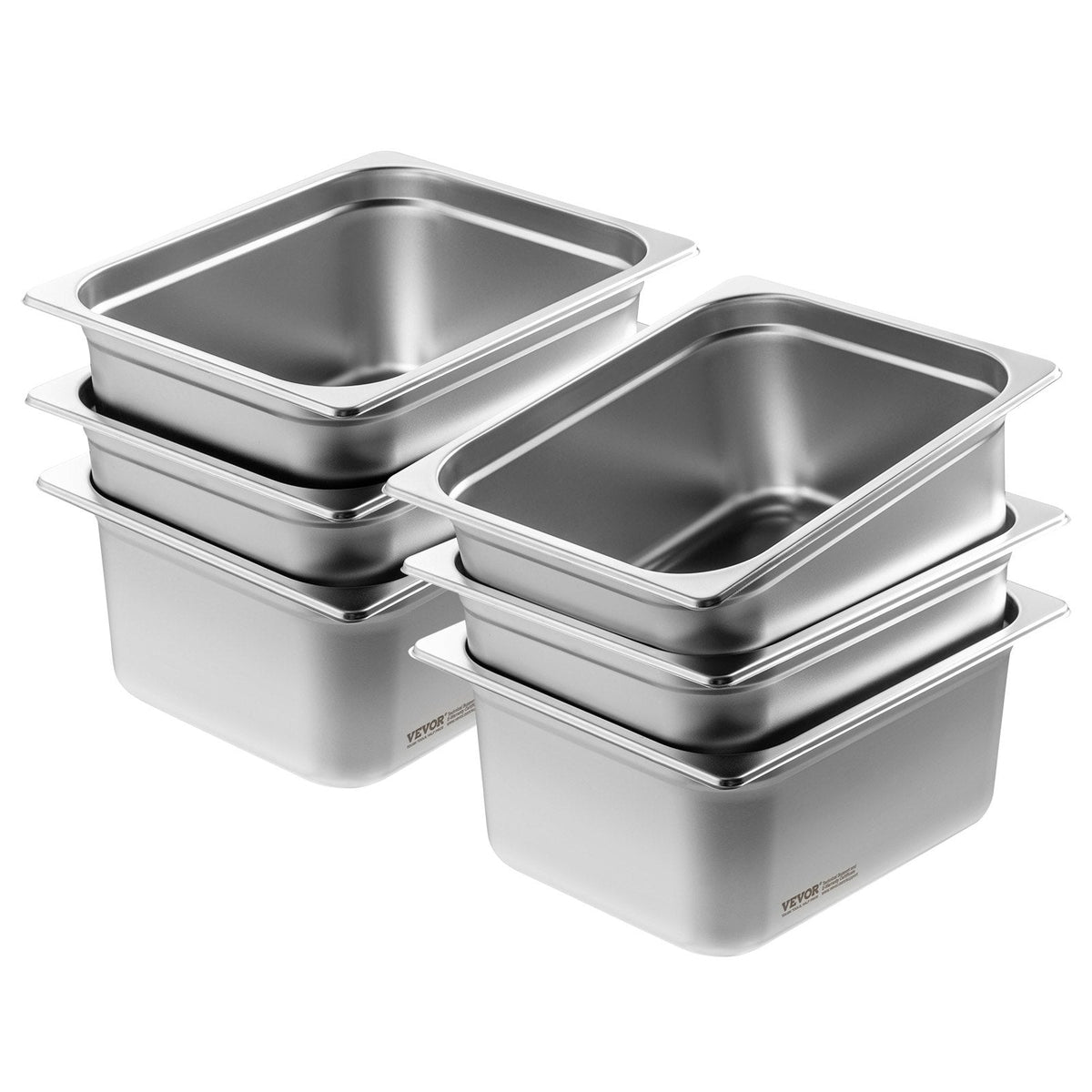 VEVOR 6 gab. 1/2 izmēra tvaika galda panna, nerūsējošais tērauds, 15 cm dziļums