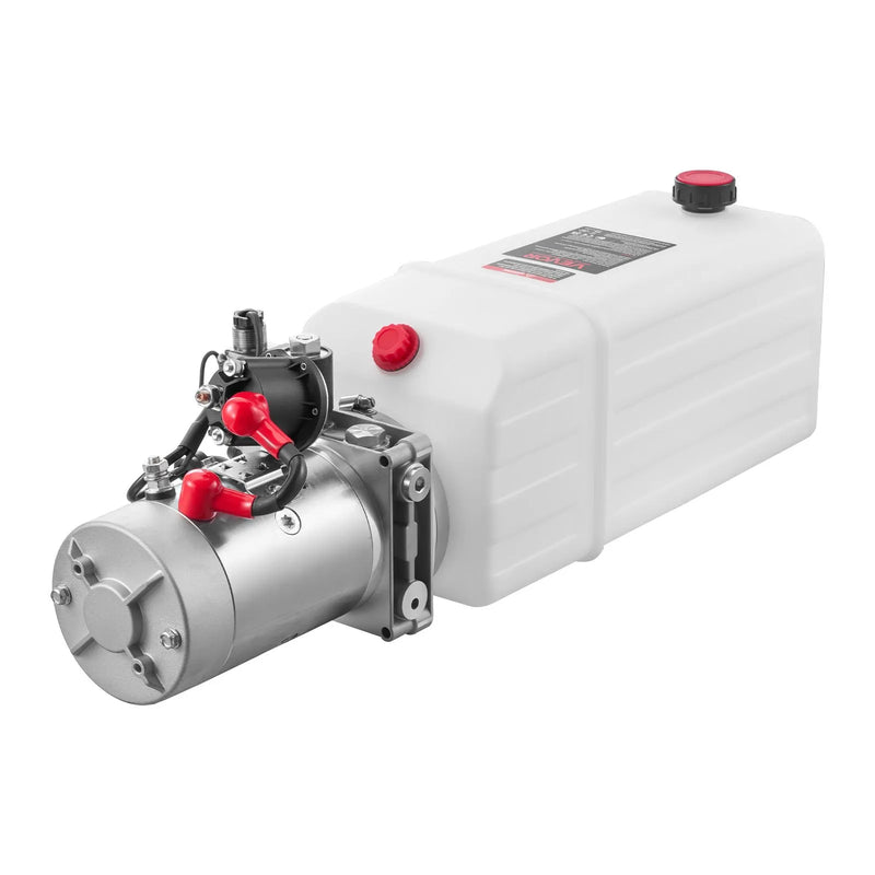 VEVOR 8 l hidrauliskais spēka agregāts, vienvirziena hidrauliskais sūknis pašizgāzēja piekabei, 22 MPa maksimālais spiediens un 3,4 l/min plūsmas ātrums, 12 V DC hidrauliskais sūknis ar metāla tvertni automašīnu pacelšanai