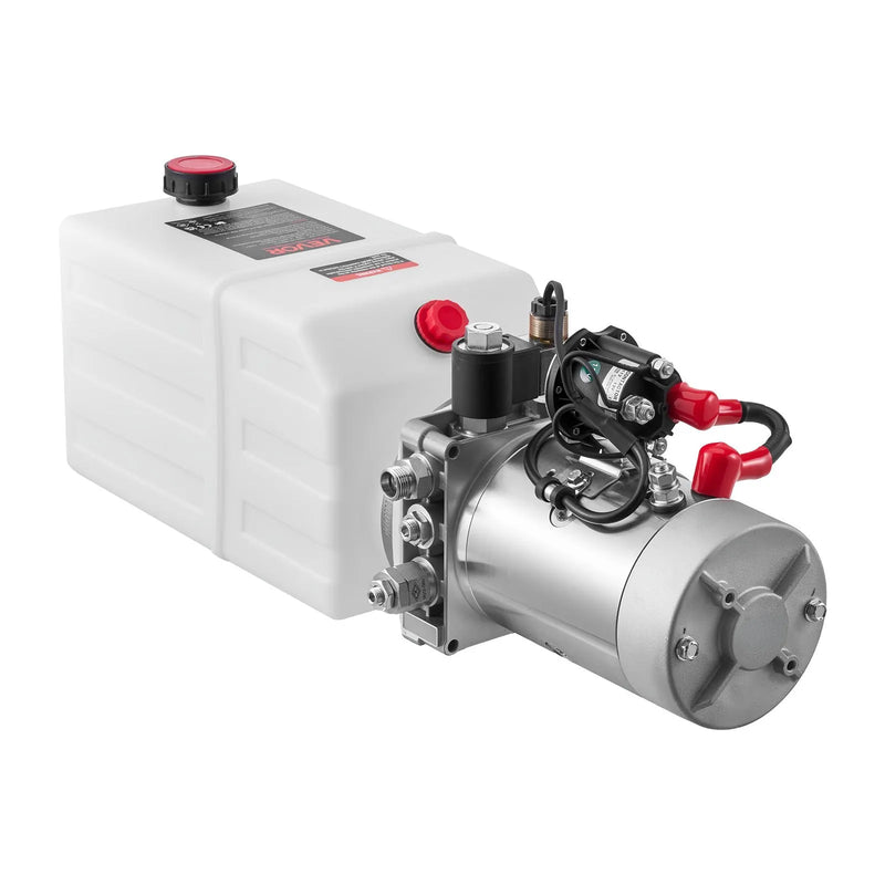 VEVOR 7 l hidrauliskā barošanas stacija, vienvirziena izgāžamās piekabes sūknis, maksimālais spiediens 22 MPa, plūsmas ātrums 3,4 l/min, 12 V līdzstrāvas hidrauliskais sūknis ar metāla rezervuāru piekabju un automobiļu pacelšanai