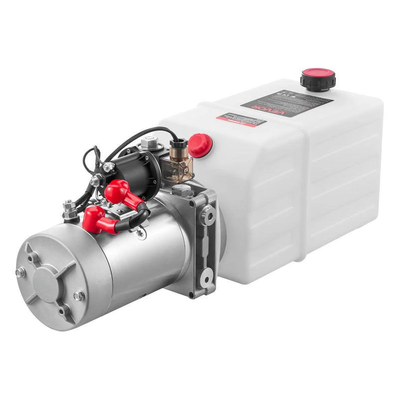 VEVOR 7 l hidrauliskā barošanas stacija, vienvirziena izgāžamās piekabes sūknis, maksimālais spiediens 22 MPa, plūsmas ātrums 3,4 l/min, 12 V līdzstrāvas hidrauliskais sūknis ar metāla rezervuāru piekabju un automobiļu pacelšanai