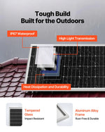 VEVOR 800 W 12 V pilns saules enerģijas komplekts, 4 × 200 W monokristāliski saules paneļi, 12,8 V 300 Ah LiFePO₄ akumulators, 60 A MPPT uzlādes kontrolieris un 2000 W strāvas invertors mājai, mazai saimniecībai, namiņam un autonomai energoapgādei