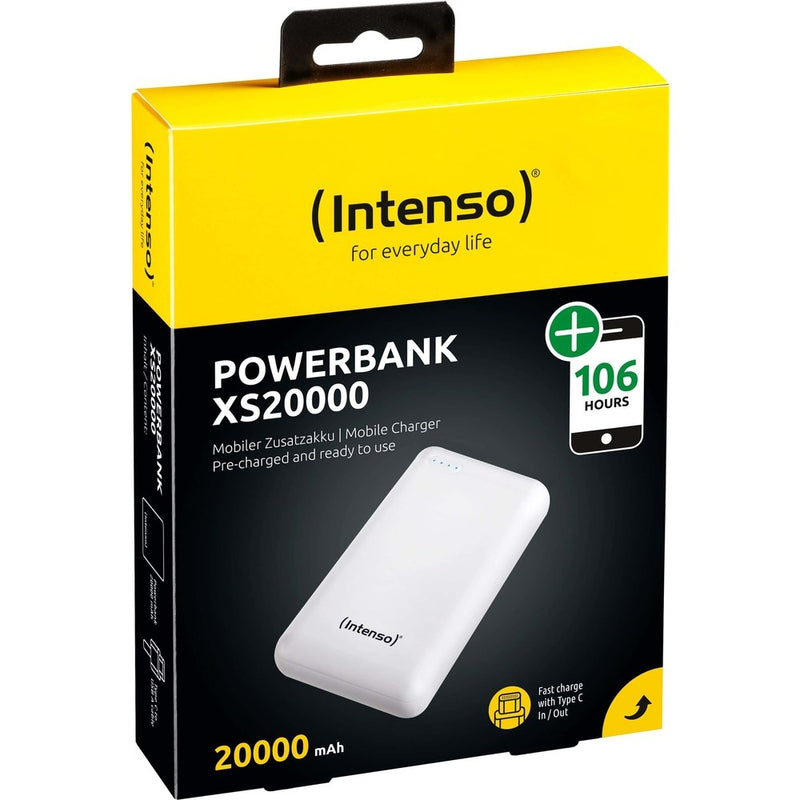 Intenso XS20000 portatīvais akumulators 20000 mAh ar USB-C un USB-A, ātrā uzlāde līdz 3,1 A, balts