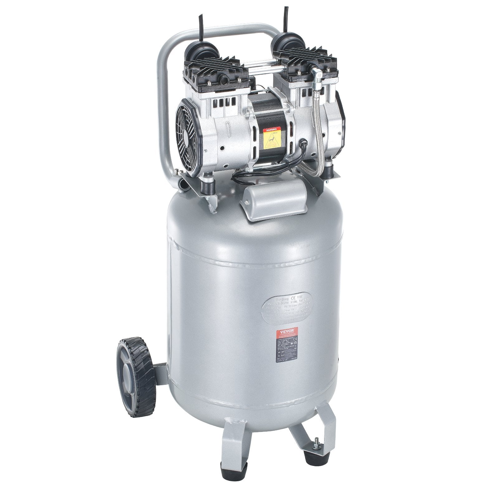 VEVOR 50 L gaisa kompresors, 2 HP, 4 SCFM @ 6,2 bar, bez eļļas, maksimālais spiediens 8 bar (116 PSI)
