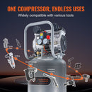 VEVOR 50 L gaisa kompresors, 2 HP, 4 SCFM @ 6,2 bar, bez eļļas, maksimālais spiediens 8 bar (116 PSI)