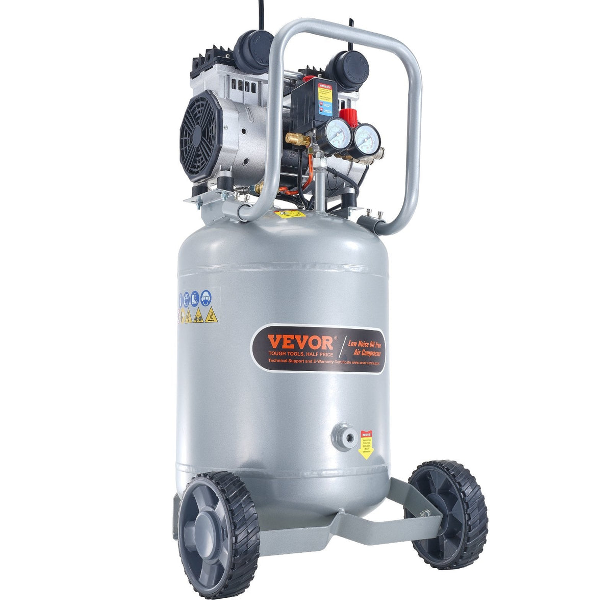 VEVOR 50 L gaisa kompresors, 2 HP, 4 SCFM @ 6,2 bar, bez eļļas, maksimālais spiediens 8 bar (116 PSI)
