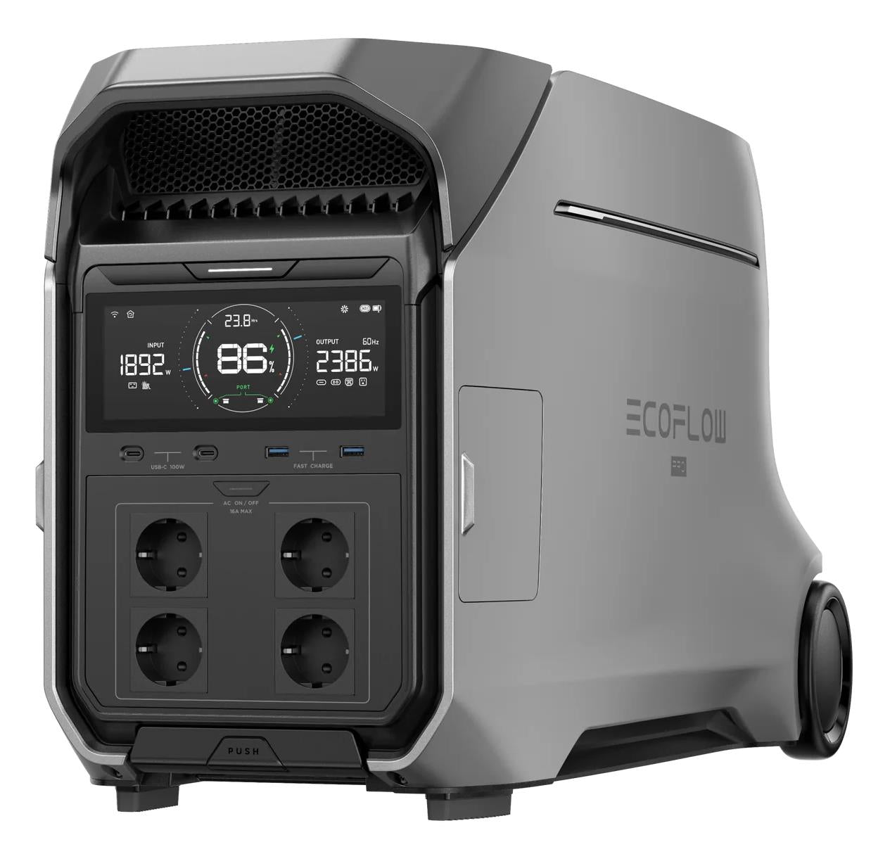 EcoFlow DELTA Pro 3 pārnēsājamā elektrostacija, 4096 Wh, 4000 W, LFP akumulators, Wi-Fi un Bluetooth