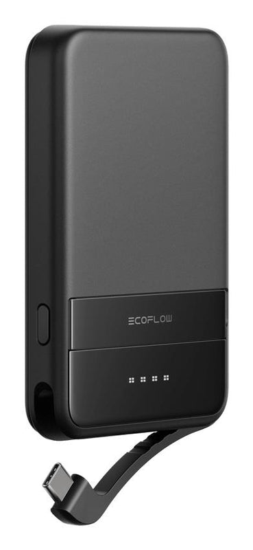 ECOFLOW USB ārējais akumulators 5000 mAh RAPID, 3,7 V. 1 × USB-C ports, bezvadu uzlāde līdz 15 W, 30 W. melna.
