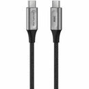 EcoFlow RAPID Pro USB-C–USB-C uzlādes un datu kabelis, 240W, 1,8m, neilona pinums, E-Marker, melns/pelēks