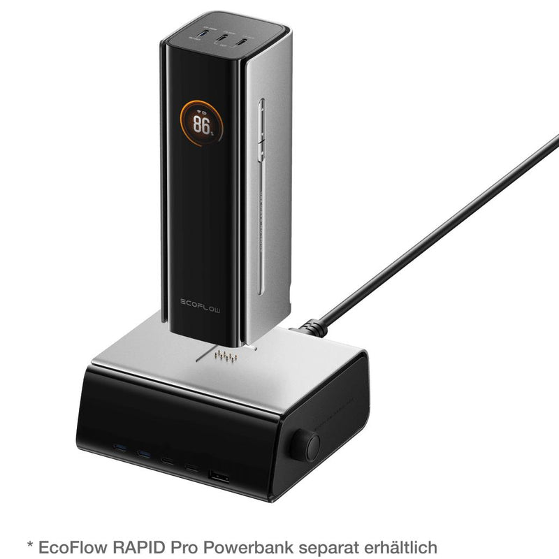 EcoFlow RAPID Pro 320 W galda lādētājs ar 4× USB-C un USB-A pieslēgvietu