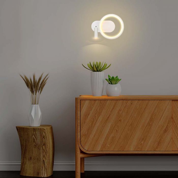 14W(1500Lm) LED decorative wall lamp, IP20, V-TAC, metal, white, 250x100x180mm, neutral white light 4000K