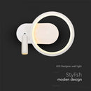 14W(1500Lm) LED dekoratīvs sienas gaismeklis, IP20, V-TAC, metāla, balts, 250x100x180mm, neitrāli balta gaisma 4000K