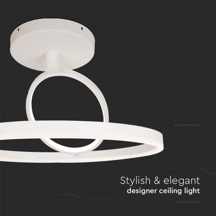 37W(4000Lm) LED design lamp, IP20, V-TAC, metal, white, D:500x200mm, neutral white light 4000K