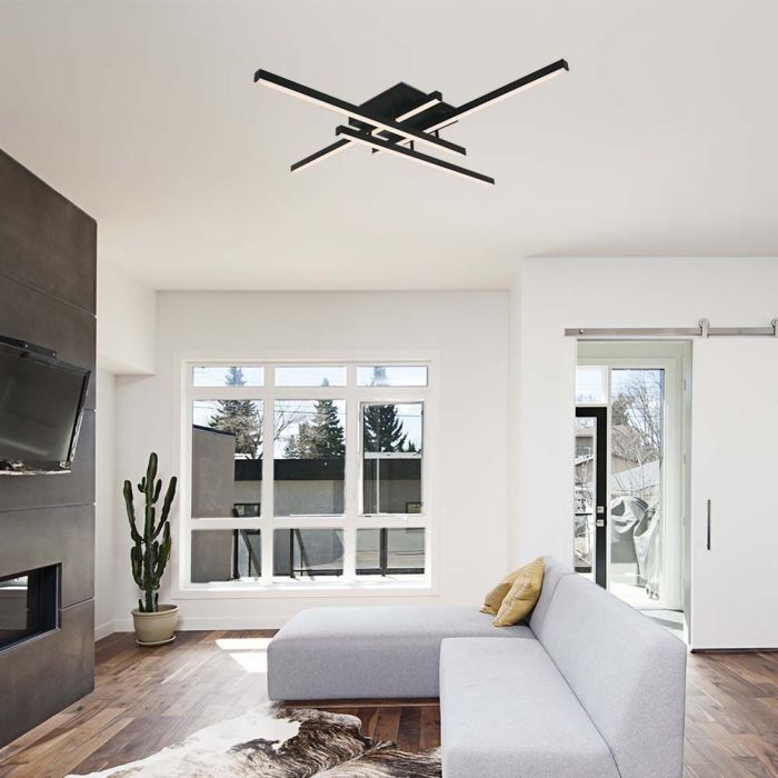 SUPERAKCIJA_38W(4100Lm) LED dizaina gaismeklis, IP20, V-TAC, metāla, melns, 850x850xH105mm, neitrāli balta gaisma 4000K