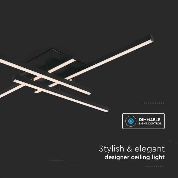 SUPERAKCIJA_38W(4100Lm) LED dizaina gaismeklis, IP20, V-TAC, metāla, melns, 850x850xH105mm, neitrāli balta gaisma 4000K