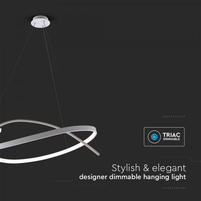 SUPERACTION_50W(5150Lm) LED disainvalgusti, IP20, V-TAC, valge, TRIAC dimmitav, D600xH50mm, soe valge valgus 3000K
