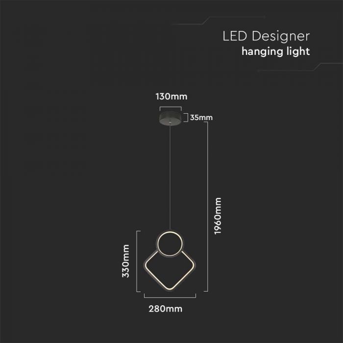 12W(1300Lm) LED disainvalgusti, IP20, V-TAC, metall, must, 280x1960mm, neutraalne valge 4000K