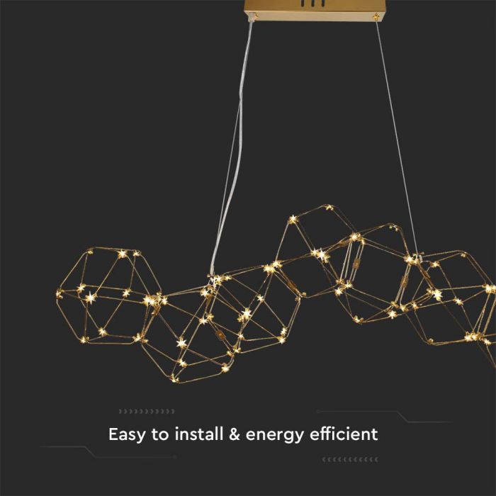 35W(2700Lm) LED dizaina gaismeklis, V-TAC, IP20, zelta krāsā,  L94.5*W32.5*H120CM, F (2021), silti balta gaisma 3000K