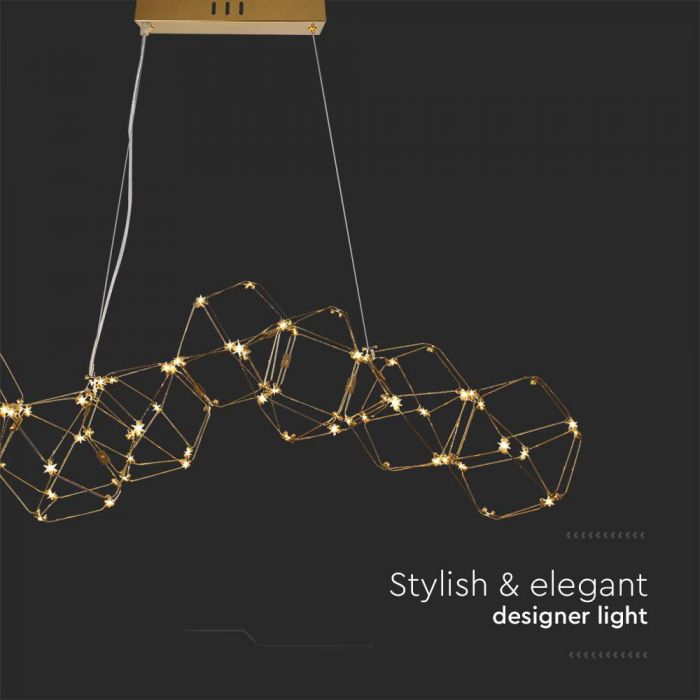 35W(2700Lm) LED dizaina gaismeklis, V-TAC, IP20, zelta krāsā,  L94.5*W32.5*H120CM, F (2021), silti balta gaisma 3000K