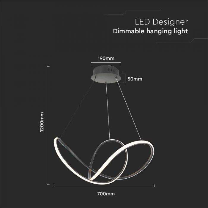 SUPERACTION_50W(5220Lm) LED disainvalgusti, V-TAC, IP20, must, soe valge valgus 3000K