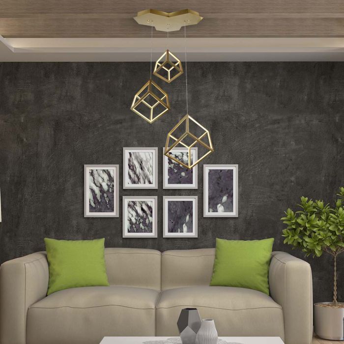 46W(4900Lm) LED design lamp, V-TAC, IP20, gold, 56x48.5x156CM, warm white light 3000K