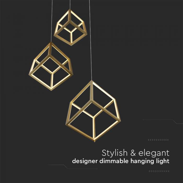 46W(4900Lm) LED design lamp, V-TAC, IP20, gold, 56x48.5x156CM, warm white light 3000K