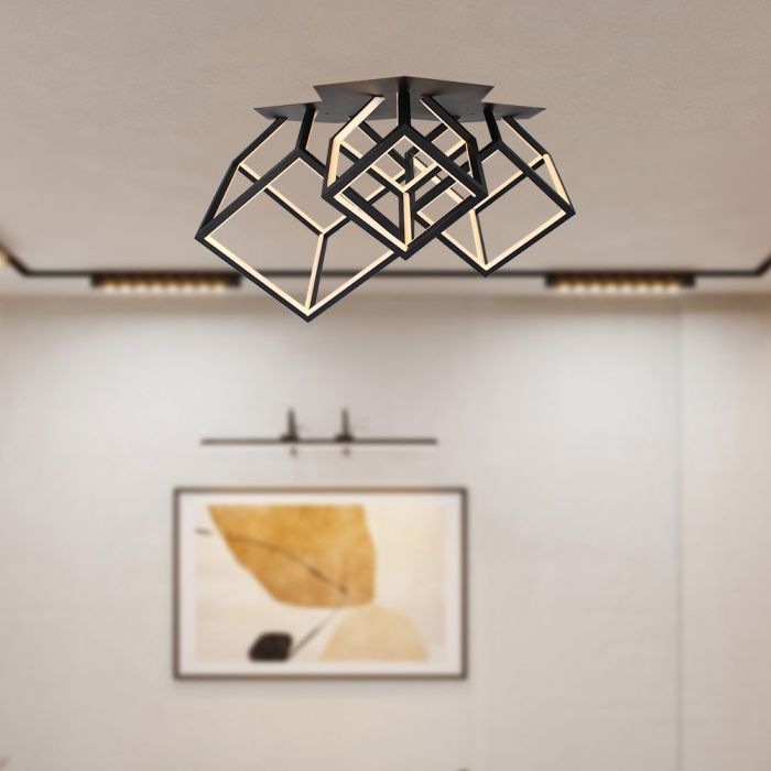 SUPERAKCIJA_46W(4900Lm) LED dizaina gaismeklis, V-TAC, IP20, melns,  64.5x55x42cm, silti balta gaisma 3000K