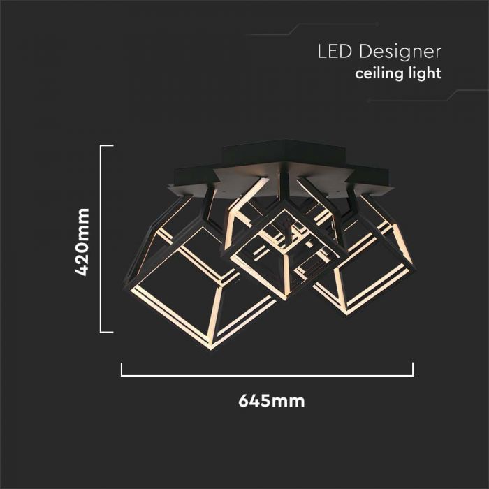 SUPERAKCIJA_46W(4900Lm) LED dizaina gaismeklis, V-TAC, IP20, melns,  64.5x55x42cm, silti balta gaisma 3000K
