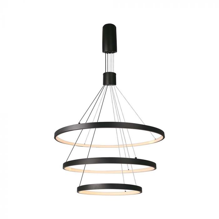 50W(4900Lm) LED dizaina gaismeklis, V-TAC, IP20, melns, silti balta gaisma 3000K