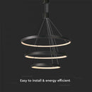 50W(4900Lm) LED design lamp, V-TAC, IP20, black, warm white light 3000K