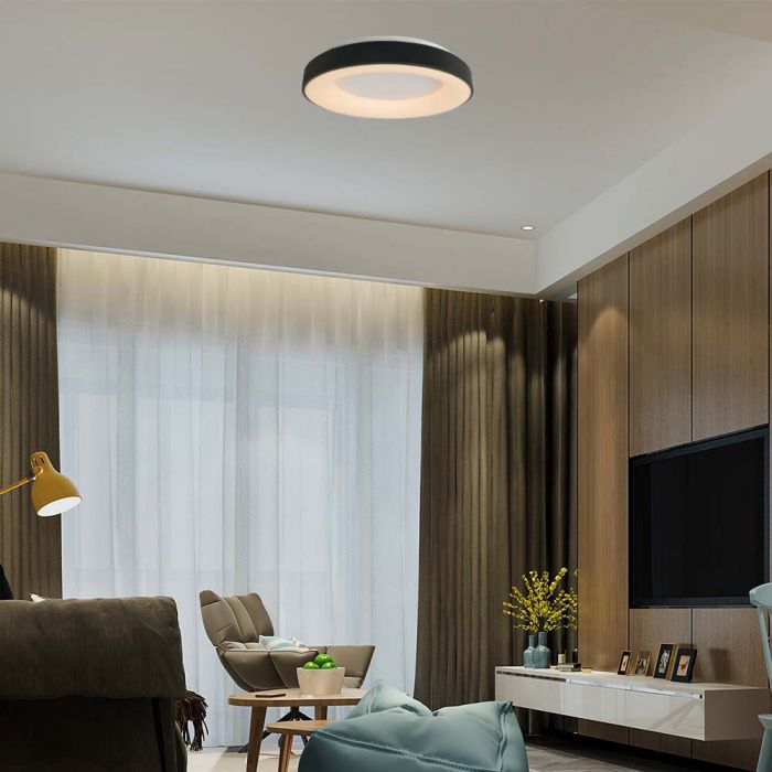 49W(5220Lm) LED decorative ceiling light, V-TAC, IP20, black, warm white light 3000K