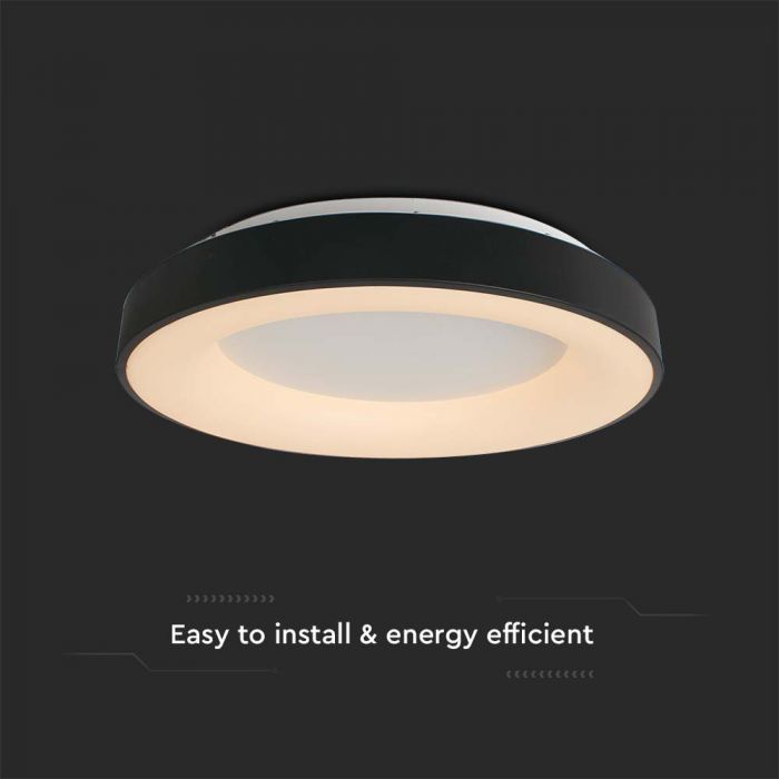 49W(5220Lm) LED decorative ceiling light, V-TAC, IP20, black, warm white light 3000K