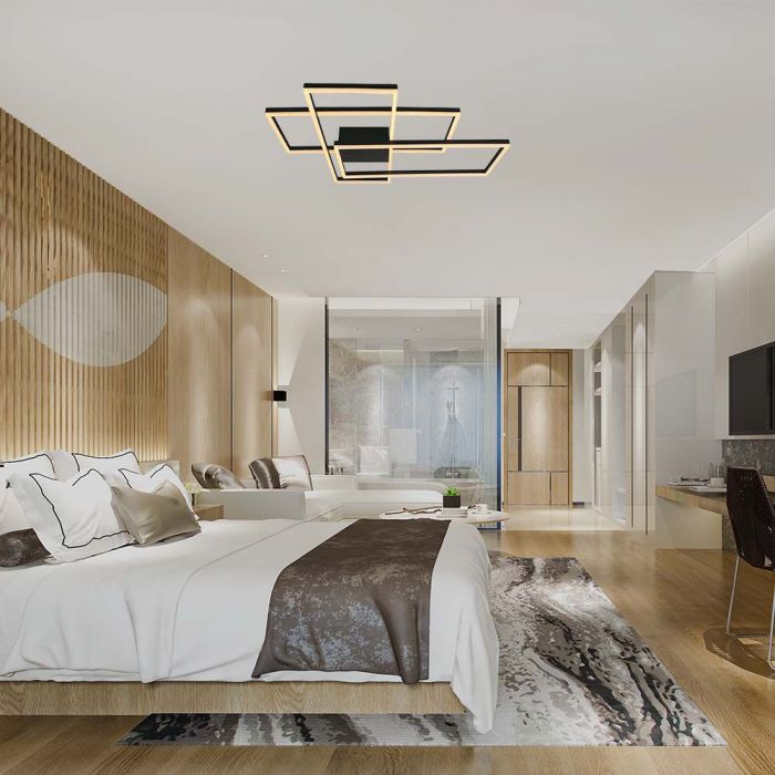 50W(5010Lm) LED dizaina gaismeklis, V-TAC, IP20, melns,  905x670x100mm, silti balta gaisma 3000K