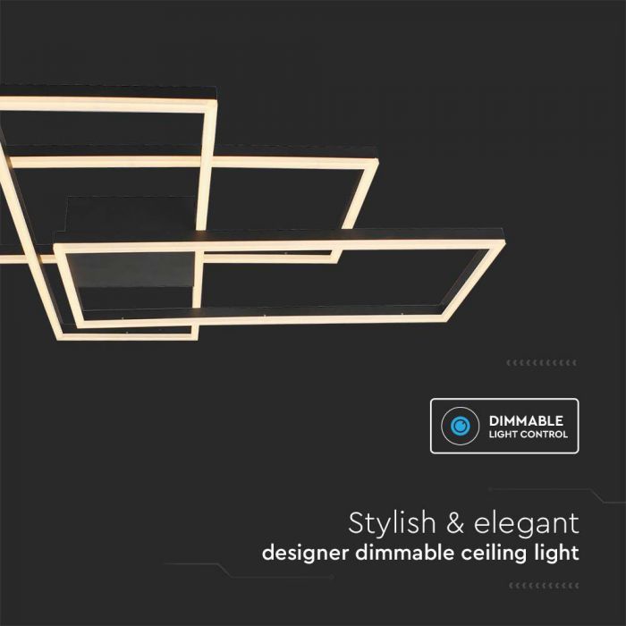 50W(5010Lm) LED dizaina gaismeklis, V-TAC, IP20, melns,  905x670x100mm, silti balta gaisma 3000K