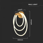 36W(3940Lm) LED decorative wall lamp, V-TAC, IP20, gold color, warm white light 3000K
