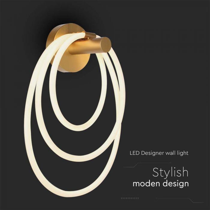 36W(3940Lm) LED-väggarmatur, V-TAC, IP20, guld, varmvit 3000K