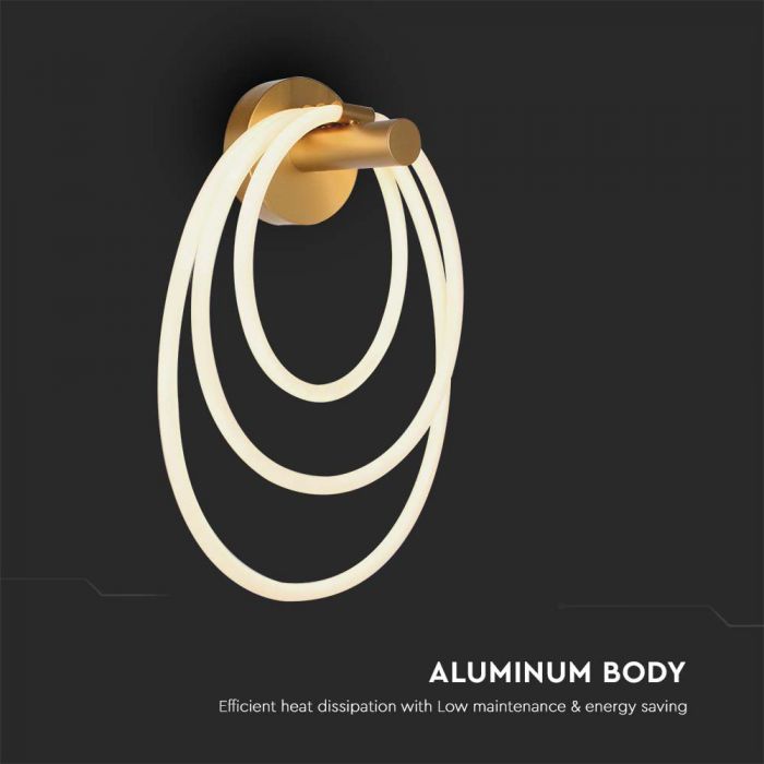 36W(3940Lm) LED-väggarmatur, V-TAC, IP20, guld, varmvit 3000K