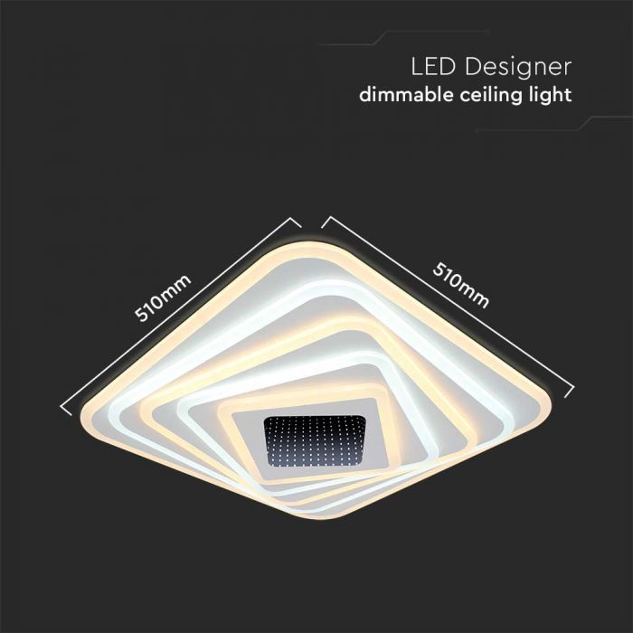 150W(15500Lm) 3IN1 LED SMART dekoratīvs griestu gaismeklis, dimmējams, ar tālvadības pulti, 50x50x7CM
