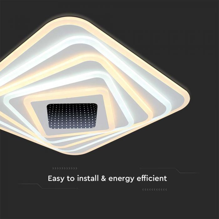 150W(15500Lm) 3IN1 LED SMART dekoratīvs griestu gaismeklis, dimmējams, ar tālvadības pulti, 50x50x7CM