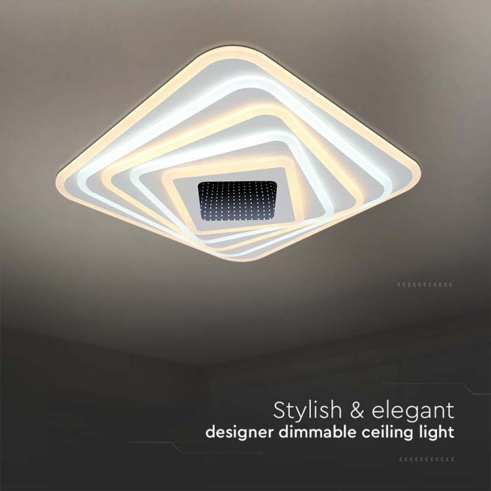 150W(15500Lm) 3IN1 LED SMART dekoratīvs griestu gaismeklis, dimmējams, ar tālvadības pulti, 50x50x7CM