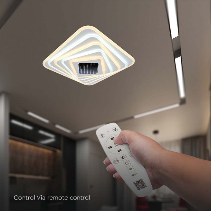 150W(15500Lm) 3IN1 LED SMART dekoratīvs griestu gaismeklis, dimmējams, ar tālvadības pulti, 50x50x7CM