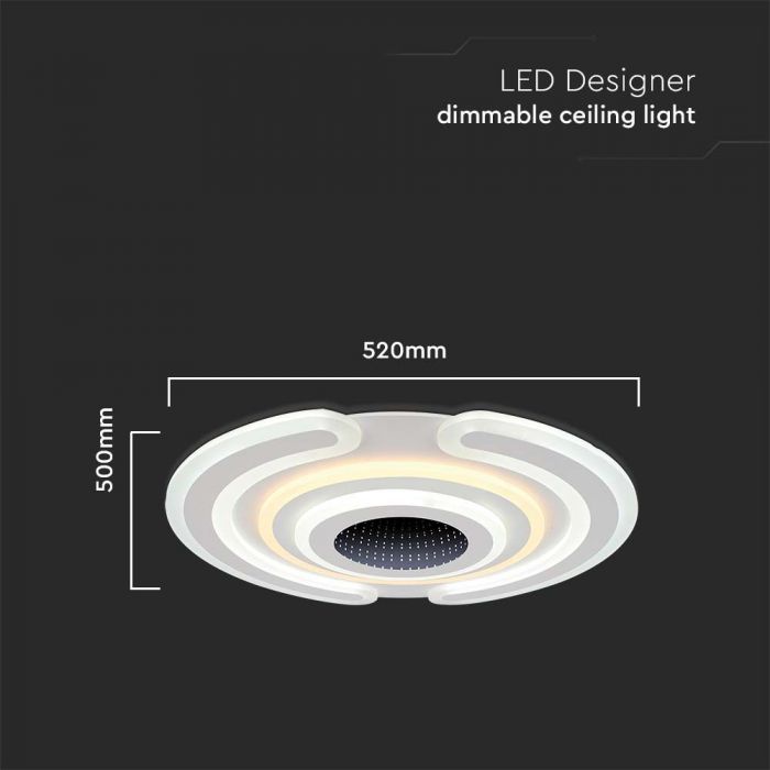 95W(9900Lm) 3IN1 LED SMART decorative ceiling light, dimmable, with remote control, 520x500mm