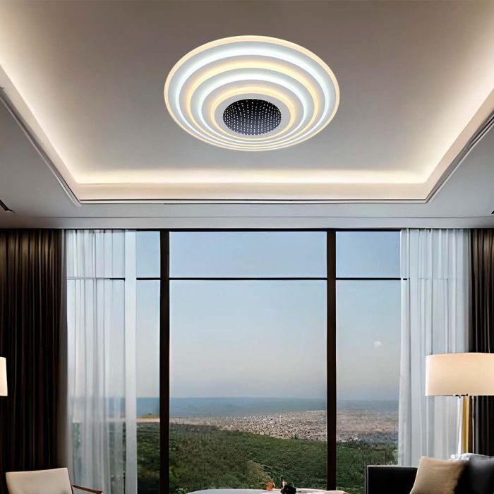 125W(13100Lm) 3IN1 LED SMART decorative ceiling light, dimmable, with remote control, 50x7CM