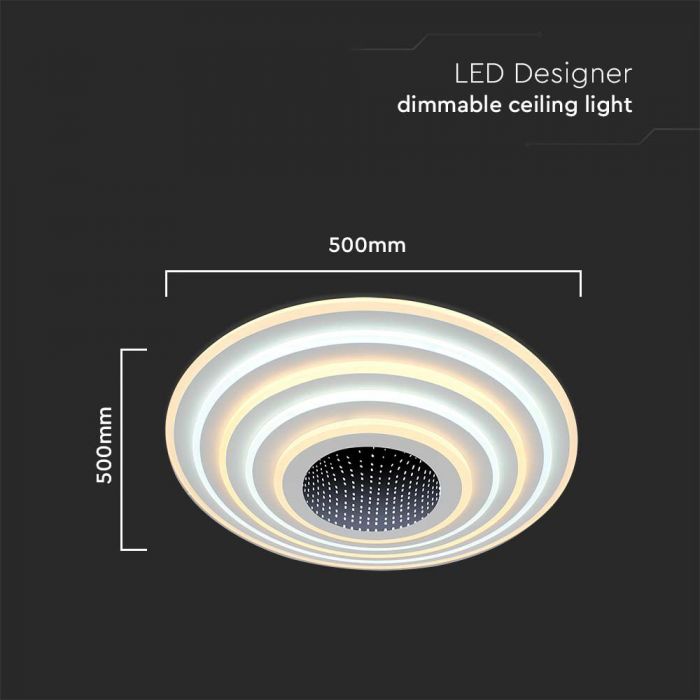 125W(13100Lm) 3IN1 LED SMART dekorativ takaffisch, dimbar, fjärrkontroll, 50x7CM
