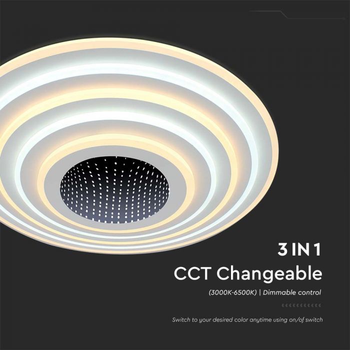 125W(13100Lm) 3IN1 LED SMART decorative ceiling light, dimmable, with remote control, 50x7CM