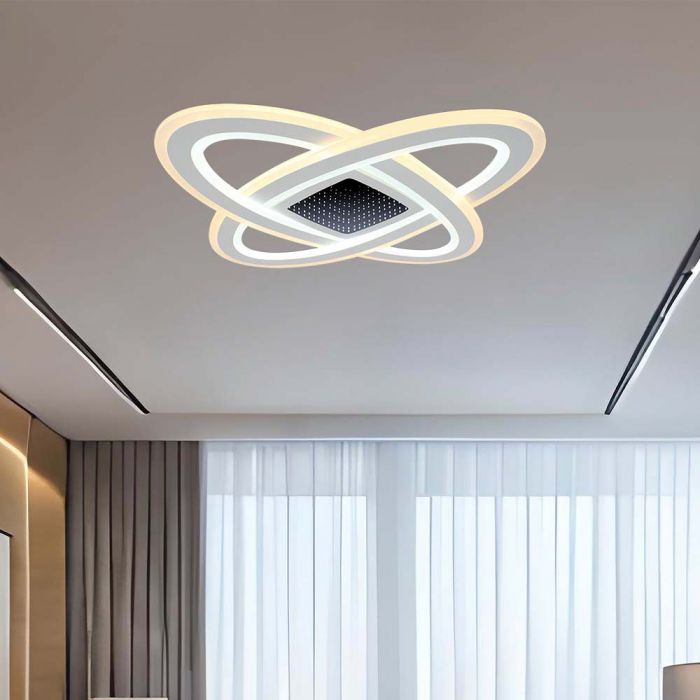_Piegāde 10 dienas_ 130W(13600Lm) 3IN1 LED SMART dekoratīvs griestu gaismeklis, dimmējams, ar tālvadības pulti, 62x62CM