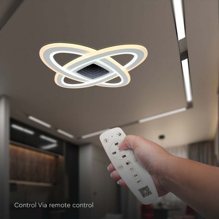 _Срок доставки: 10 дней_ 130 Вт (13 600 лм) 3-в-1 LED SMART декоративный потолочный светильник, с регулировкой яркости, с пультом дистанционного управления, 62x62 см