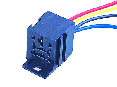 Relay base with wires, 2x9.5 + 2x6.3mm