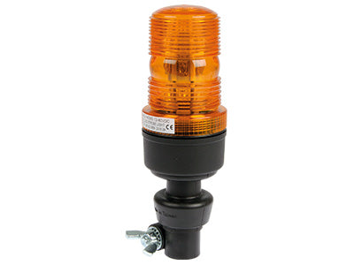 12-80V LED Flash Light, 205x71mm, mini, amber, pin mount, flexible rod, 15 TehoLEDs, E-amplifier, R10